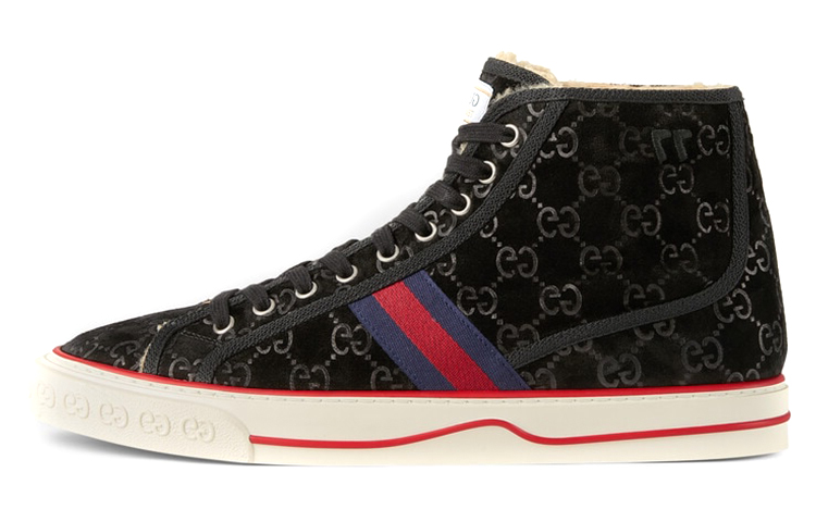 GUCCI Tennis 1977 Stylish Skateboarding Shoes Men's Black Red