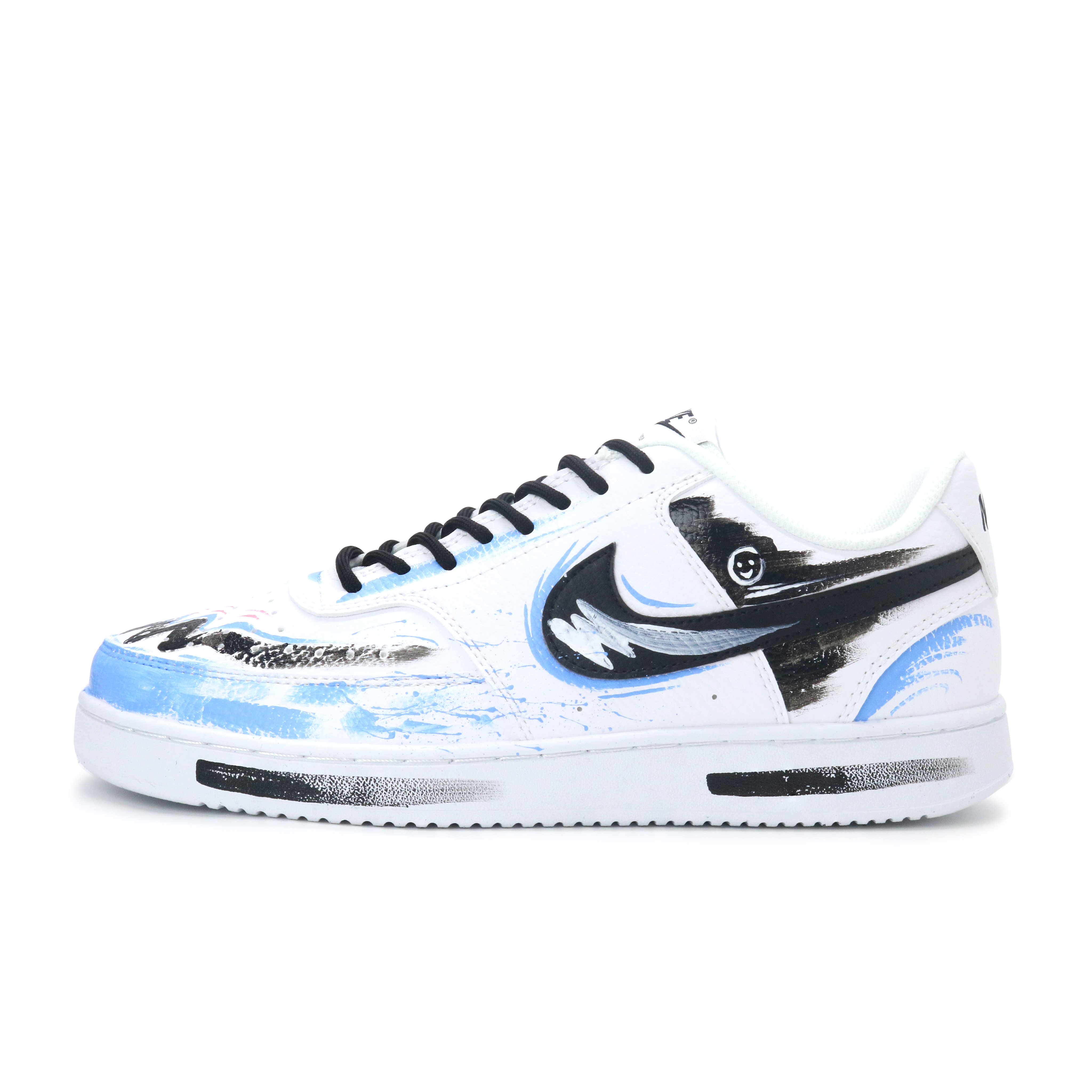 Nike Court Vision 1 Skateboard Shoes Men's Low top Black/White/Blue