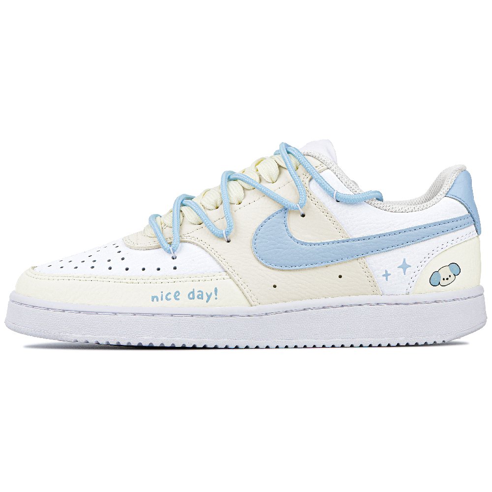 Nike Court Vision 1 Skateboard Shoes Women's Low-Top White/Yellow/Blue