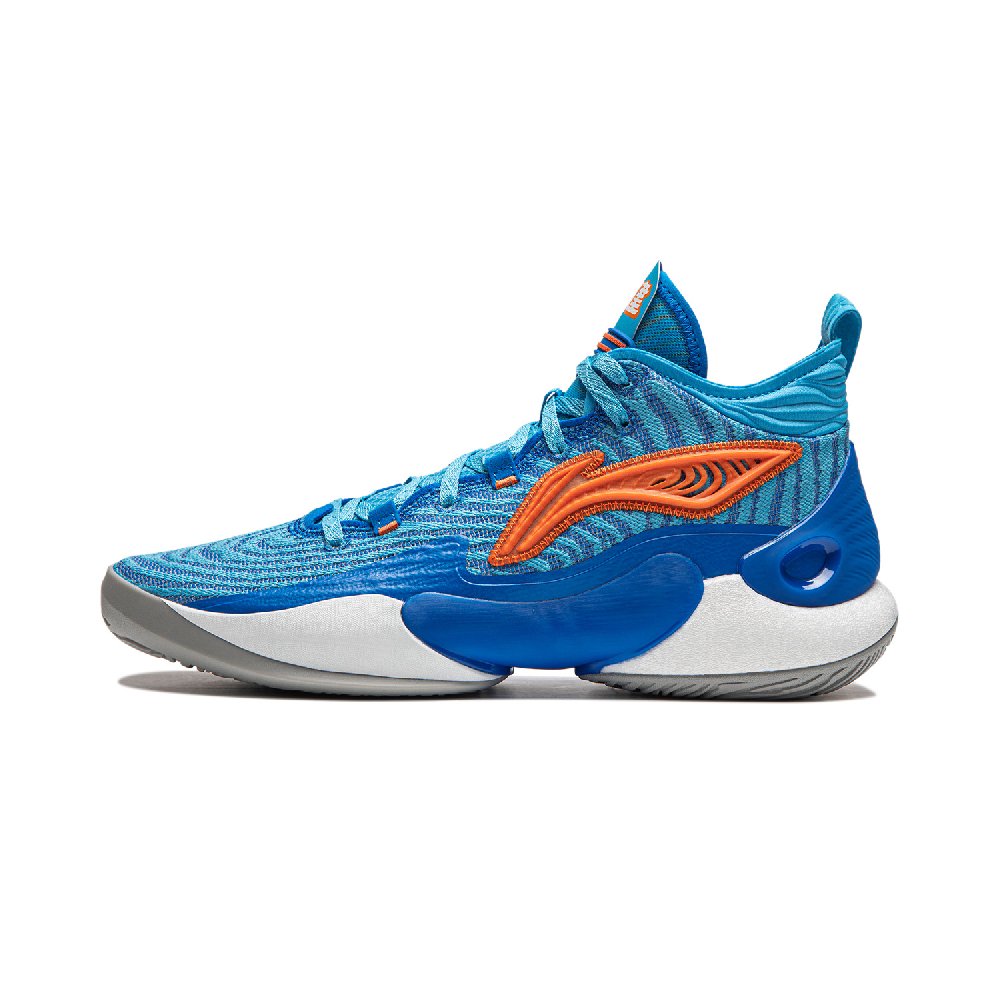 LiNing YuShuai 18 CBA Fujian Team PE Anti Slip Wear Resistant Mid Top Basketball Shoes Men's Blue