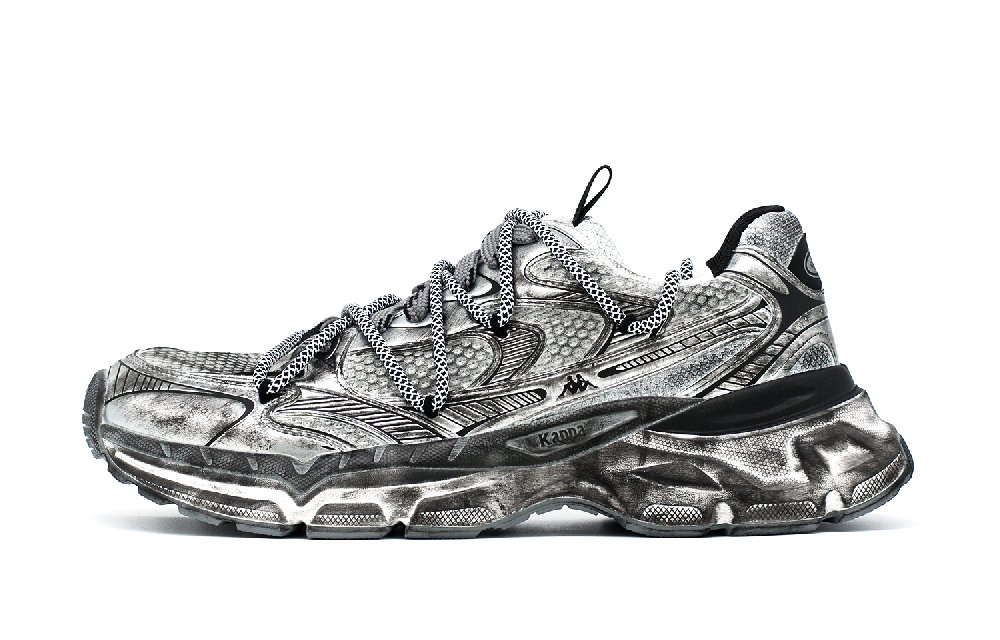 Kappa Cushioned Wear-Resistant Breathable Lightweight Low-Top Running Shoes Unisex Black White