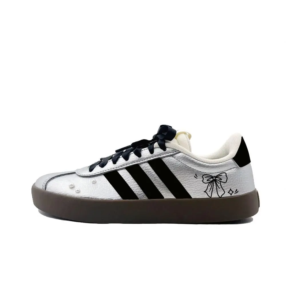Adidas VL COURT 3.0 Big Gray Wolf's Bowknot Low top German Army Trainers Unisex Silver