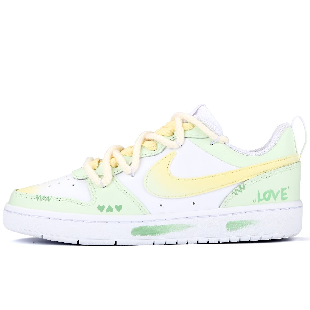 Nike Court Borough Lime Love Summer Anti-Slip Wear-Resistant Low-Top Skateboard Shoes Women's Yellow Green