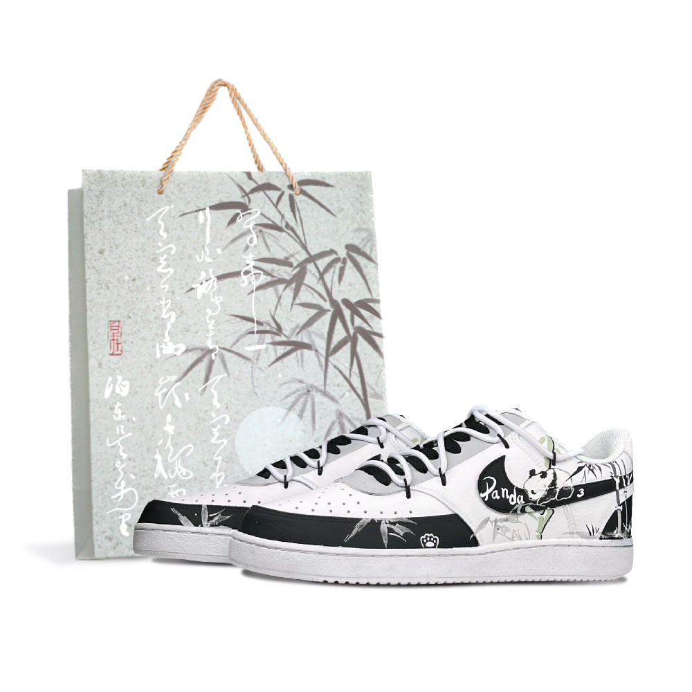 Nike Court Vision 1 Anti-Slip Wear-Resistant Low-Top Skateboard Shoes Unisex Black White Gray