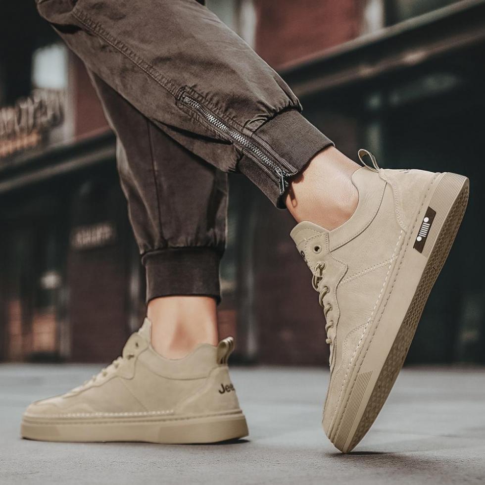 Jeep Low-Top Skateboard Shoes Men's Khaki