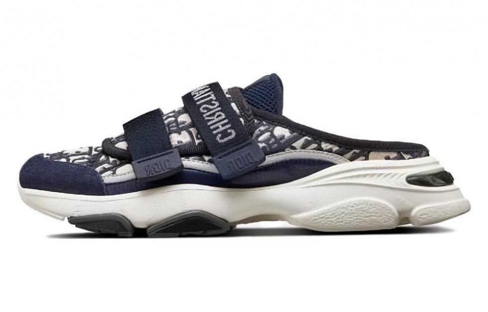 DIOR D Wonder Slide Deep Blue White DIOR Oblique Technical Fabric Women's