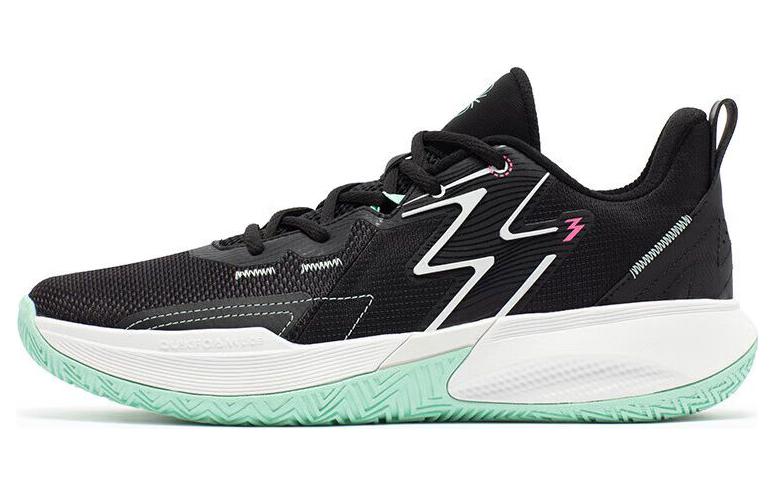 361° Big3 Team Cushioned Slip-Resistant Breathable Low-Top Basketball Shoes Men's Black White Cyan