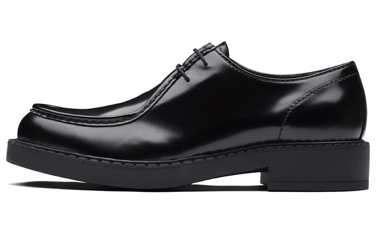PRADA Brushed Leather Lace Up Black