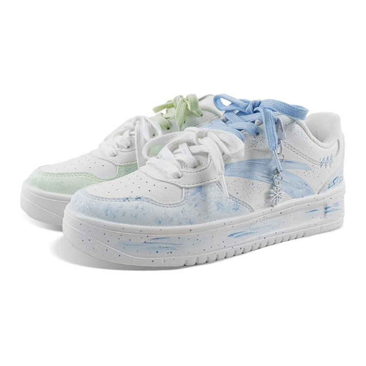 Anta Relaxed Slip Resistant Shock Absorbers Low Top Skateboard Shoes Unisex Blue Green Mismatched