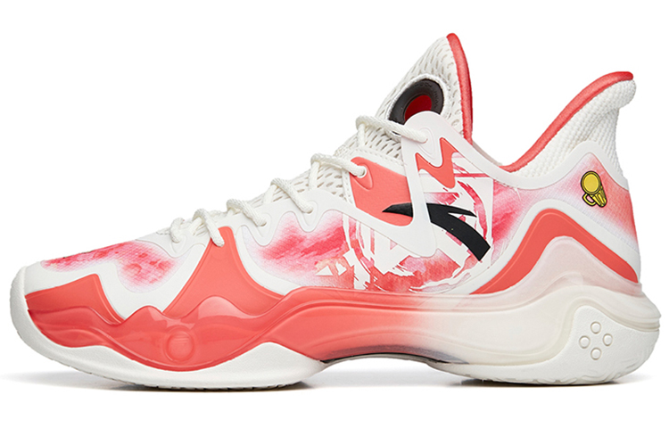 Anta Shock Wave 4 Abrasion Resistant Slip Resistant Low Top Performance Basketball Shoes Men's White Pink