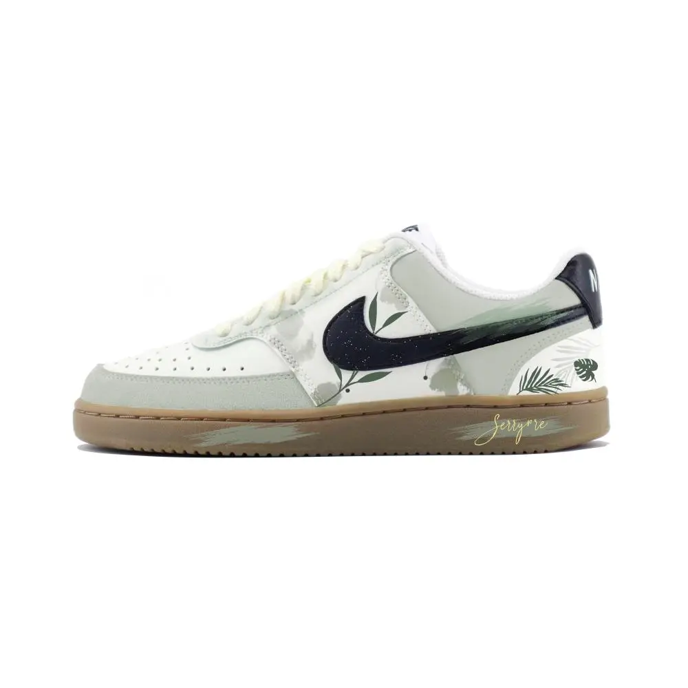 Nike Court Vision Low Created By Chuangyi Abrasion Resistant Low top Skateboard Shoes Unisex White Green