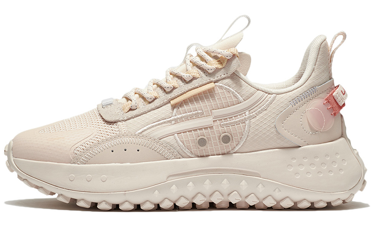 LiNing CF Moon Shadow Cushioning Anti-Slip And Wear-Resistant Low-Top Casual Shoes Women's Matte Ecru