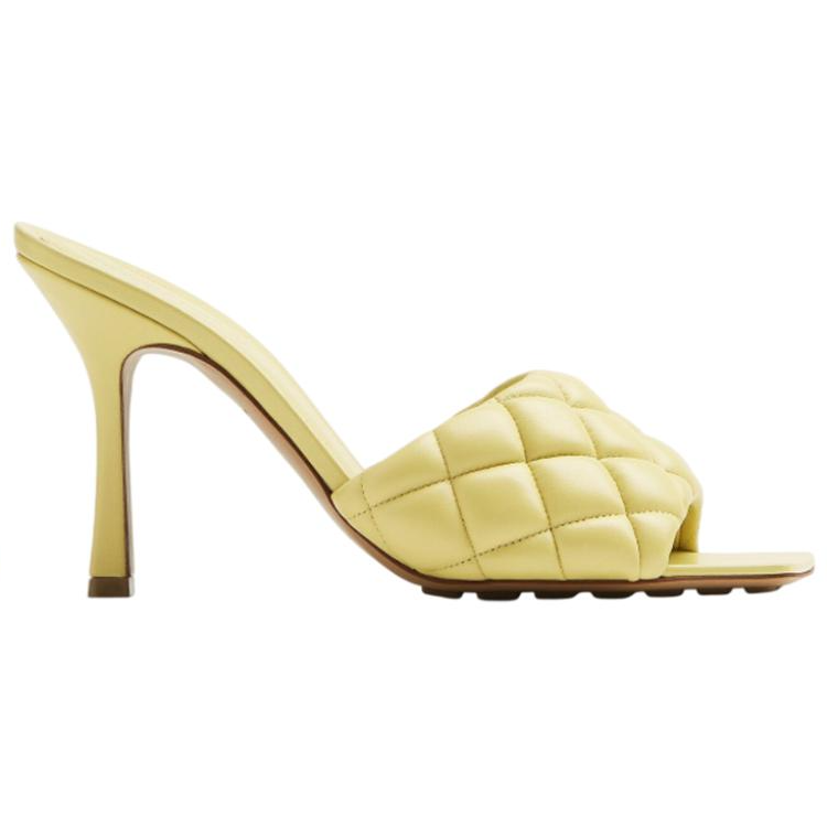 Bottega Veneta Leather Patchwork Quiet Slide Slippers Women's Lemon