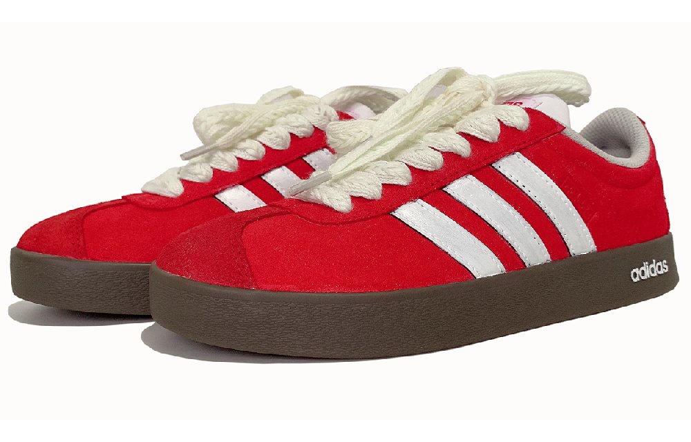 Adidas Neo Vl Court Classic Anti-Slip And Wear-Resistant Lightweight Low-Top Skateboard Shoes Unisex Red White