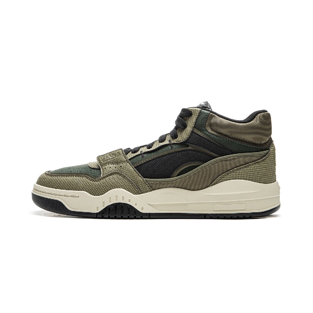 LiNing Moonlight White HI Anti-Slip Wear-Resistant Breathable Height Increasing Mid-Top Skateboard Shoes Men's Green