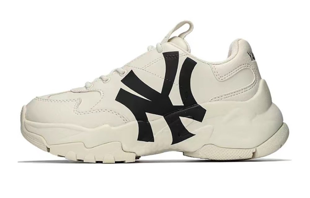 MLB Big Ball Chunky Anti-Slip Wear-Resistant Low-Top Chunky Sneakers Unisex Ecru