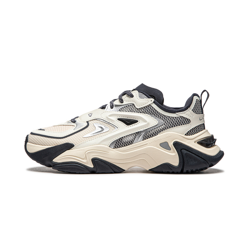 LiNing CF Qianxing Strategy SS Cushioning Rebound Low-Top Casual Shoes Women's Ash Ecru