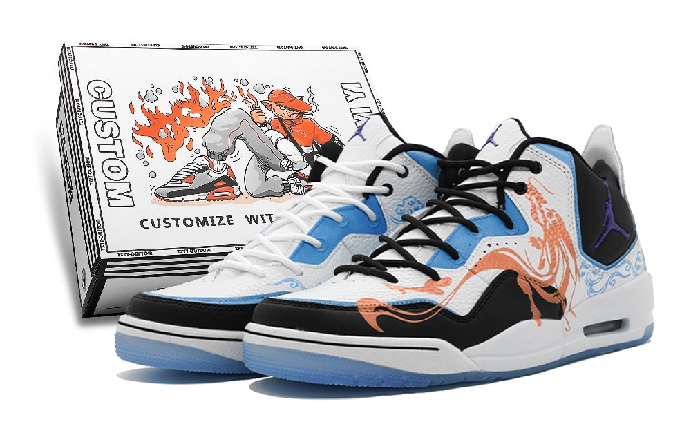 Jordan Courtside 23 Mid-Top Vintage Basketball Shoes Women's White Black Blue Gold