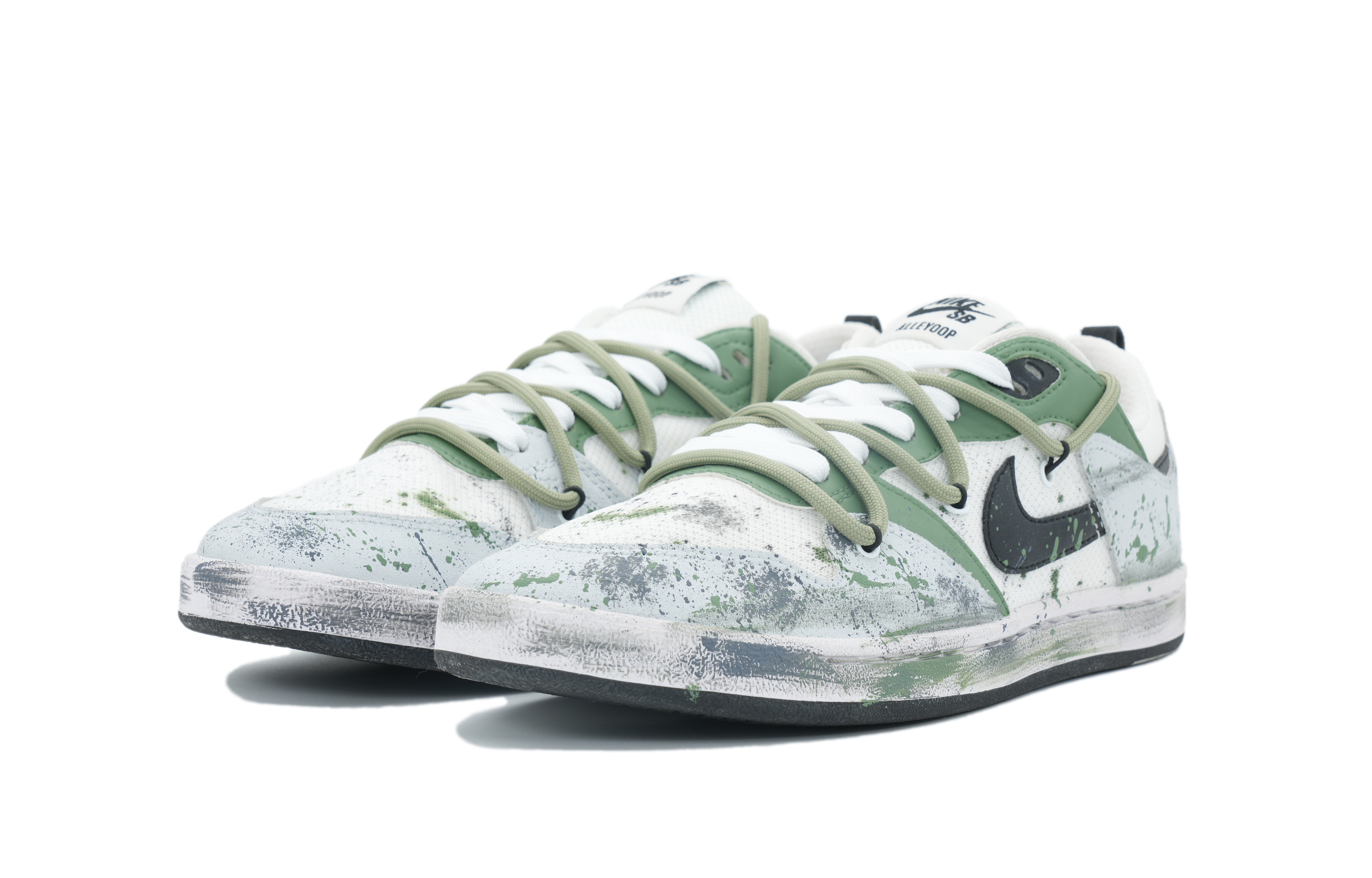 Nike SB Alleyoop Spring Breeze Anti-Slip And Wear-Resistant Lightweight Low-Top Skateboard Shoes Men's White Green купить в интернет-магазине Yoocart с быстрой доставкой по России.