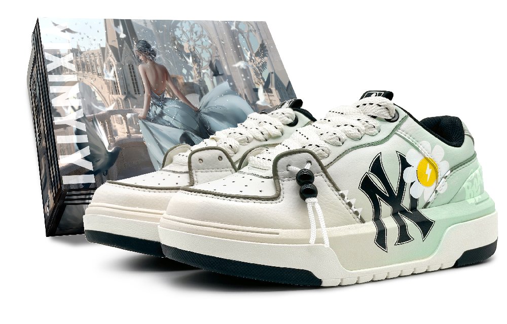 MLB Chunky Liner Skateboard Shoes Unisex Low Top White/Black/Green