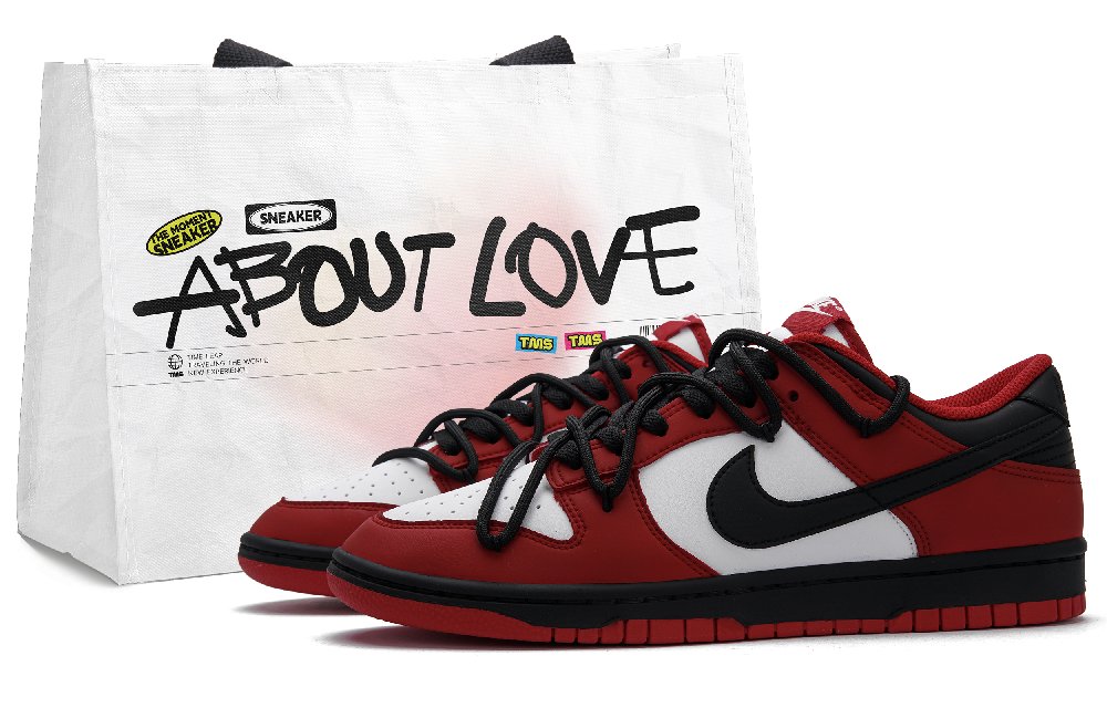 Nike Dunk FLAME DEMON Anti Slip Wear Resistant Low Top Skateboard Shoes Unisex Red White Black