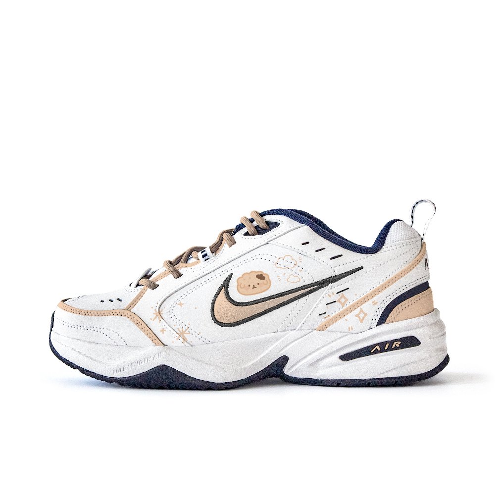 Nike Air Monarch 4 Anti Slip Wear Resistant Low Top Chunky Sneakers Unisex White Pink