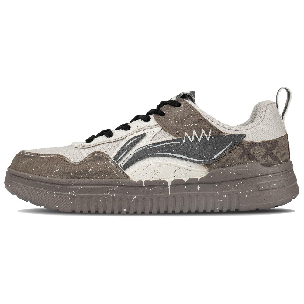 LiNing Qingyun Anti Slip Wear Resistant Low Top Skateboard Shoes Men's Beige Brown