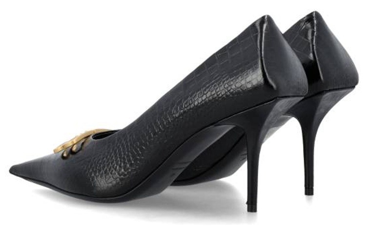 Balenciaga Square Knife Bb Croc Effect Leather Pumps 'Black' Women's