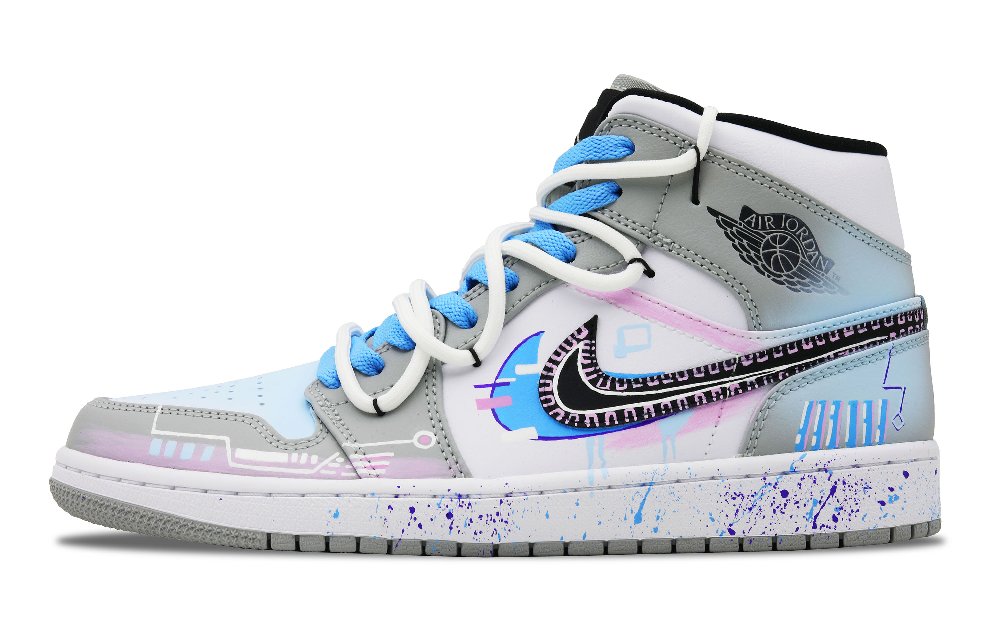 Jordan Air Jordan 1 Mid Top Vintage Basketball Shoes Men's Blue Gray