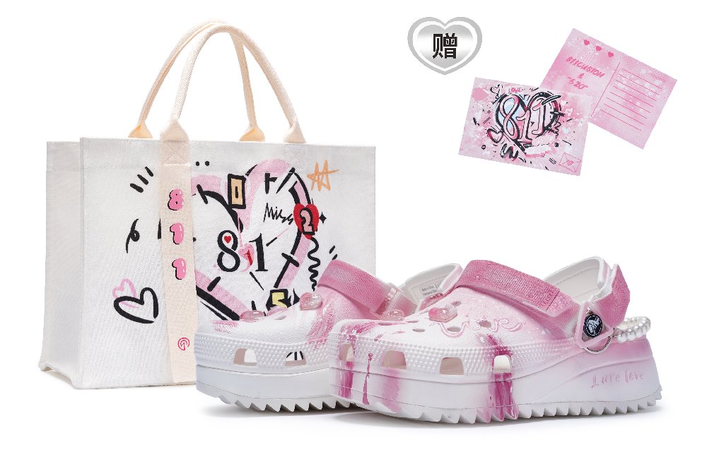 Crocs Hiker Clog811 Manufacturing Summer Pulse Limited Canvas Bag Clogs Unisex Pink White