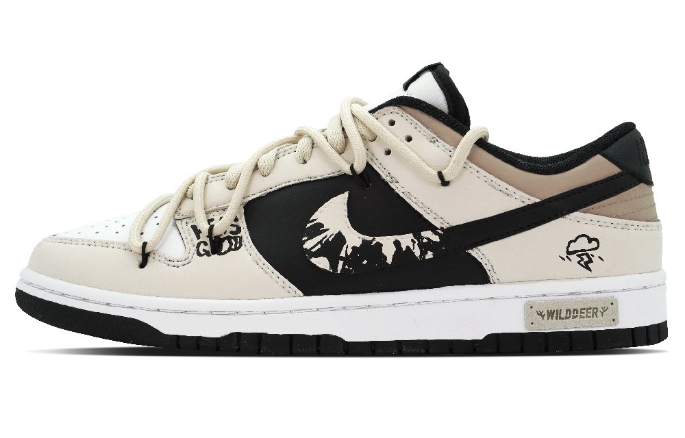 Nike Dunk Low Low-Top Skateboard Shoes Women's White Black Brown