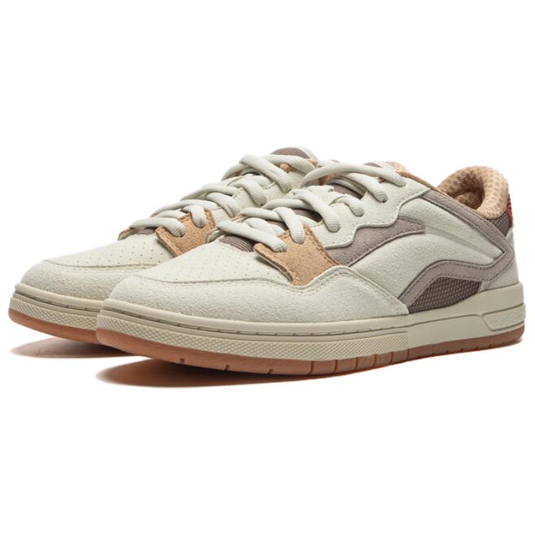 LiNing Anti Slip Wear Resistant Low Top Skateboard Shoes Women's Beige Umber Brown