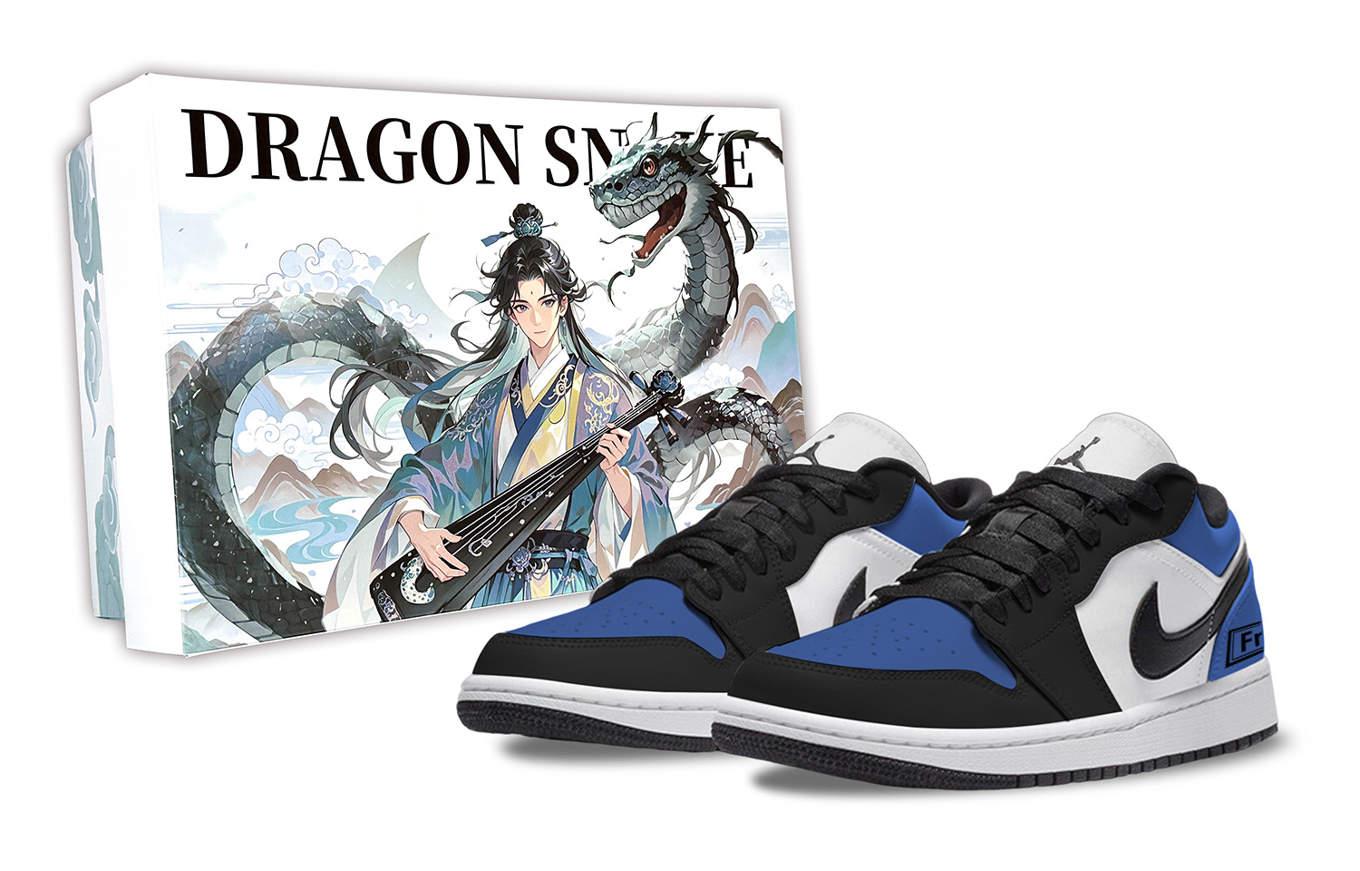 Jordan Air Jordan 1 Blue Toes, Box Abrasion Resistant Low top Vintage Basketball Shoes Unisex Black Blue