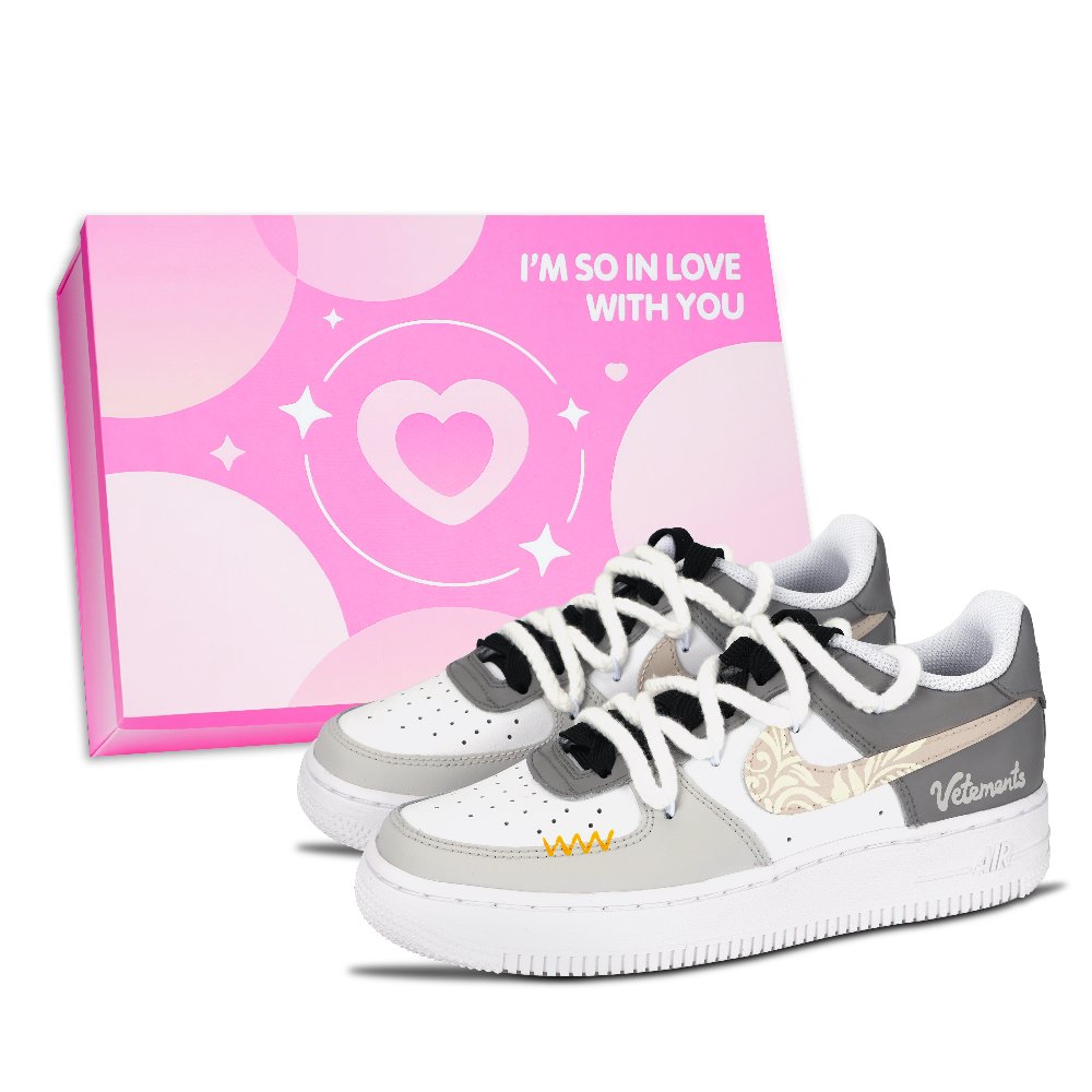 Nike Air Force 1 Air Force 1, Vintage Totem Abrasion Resistant Low Top Skateboard Shoes Unisex Gray