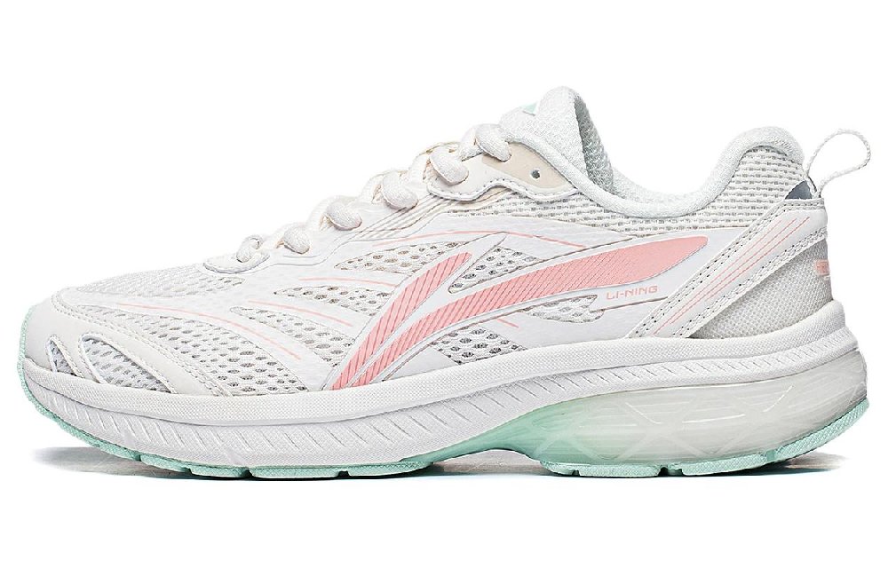 LiNing Chandelier Anti-Slip And Wear-Resistant Breathable Low-Top Running Shoes Women's White Cyan Pink