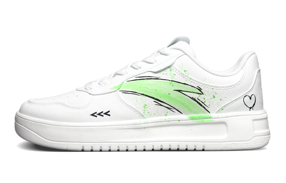 Anta Slip-Resistant Cushioning Low-Top Skateboard Shoes Men's White Green