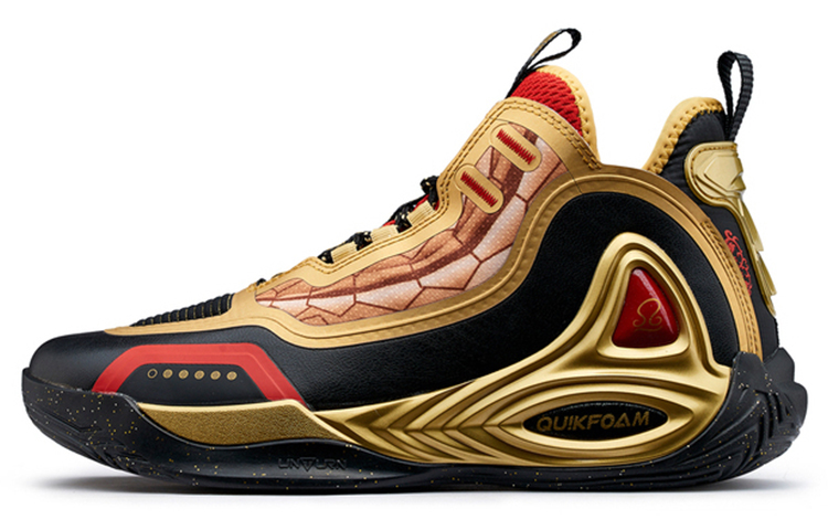 SHENGDOUSHIXINGSHI x 361° Zengo Dohko Cushioning Support Mid-Top Basketball Shoes Men's Black Gold