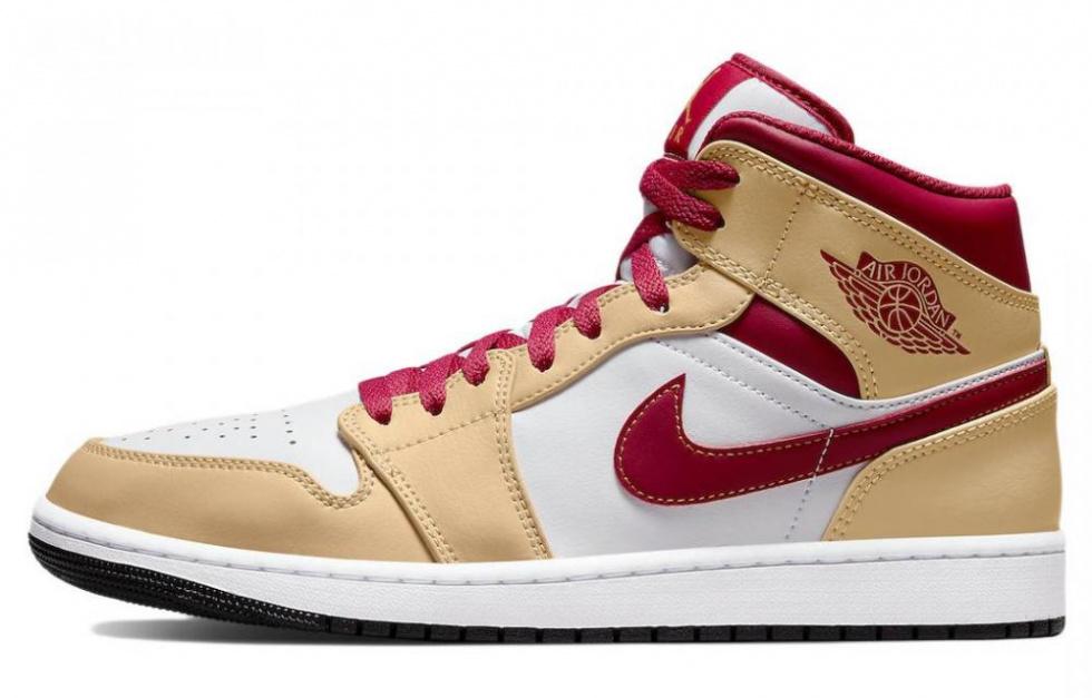 Air Jordan 1 Mid 'Light Curry Cardinal Red'