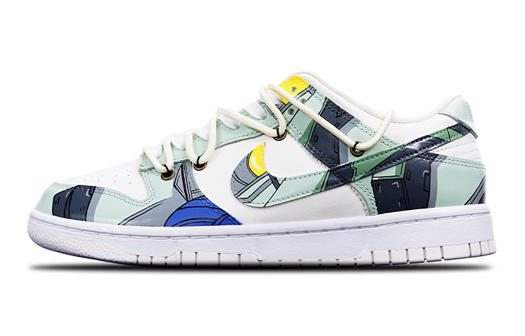 Nike Dunk Anti-Slip And Wear-Resistant Lightweight Low-Top Skateboard Shoes GS Green White Yellow