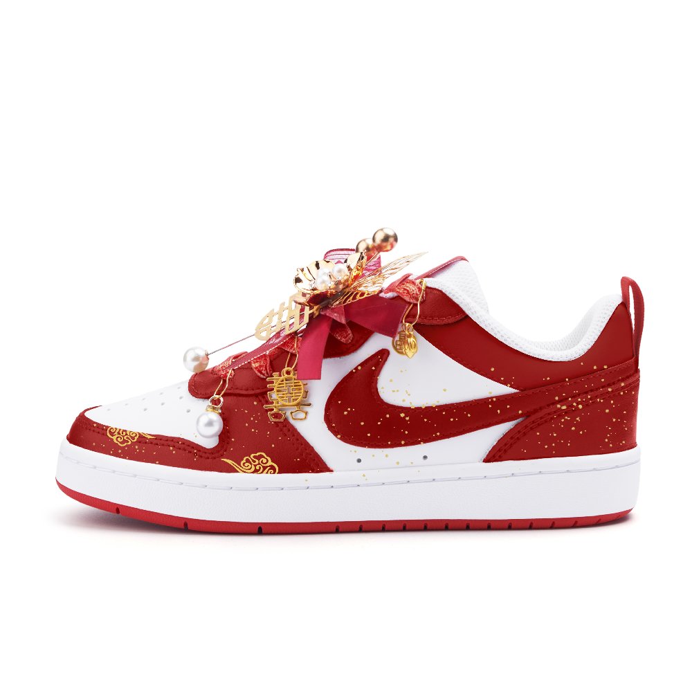 Nike Court Borough 2 Abrasion Resistant Low top Skateboard Shoes Women's Red