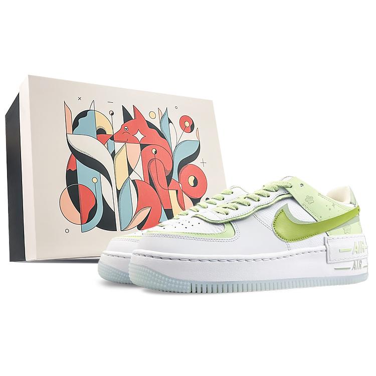 Nike Air Force 1 Anti-Slip Wear-Resistant Low-Top Skateboard Shoes Women's White Green
