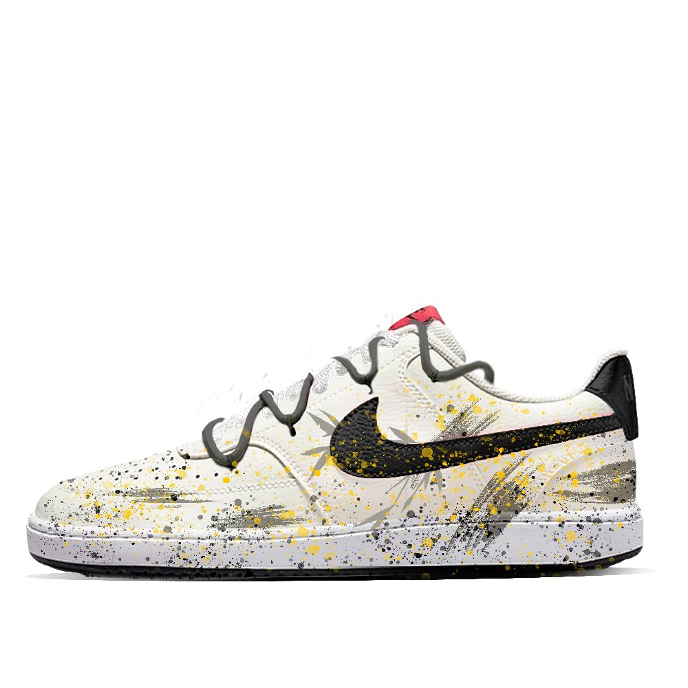 Nike Court Vision 1 Night Bamboo Star Trace Cushioning, Wear Resistant Low top Skateboard Shoes Men's Black Yellow