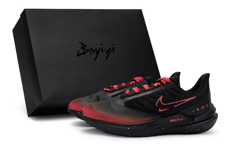 Nike Zoom Winflo 9 Slip Resistant Low Top Casual Running Shoes Men's Black Red