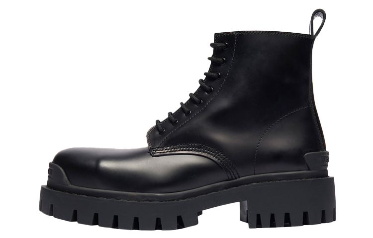 Balenciaga Small Cowhide Lacing Martin Mid Boots 'Black'