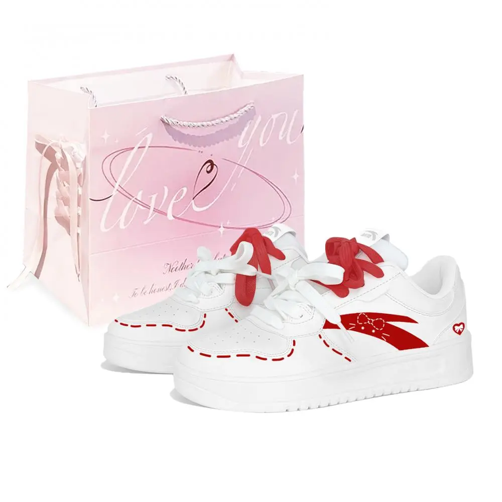 Anta Relaxed Wear resistant And Lightweight Low top Skateboard Shoes Women's White Red