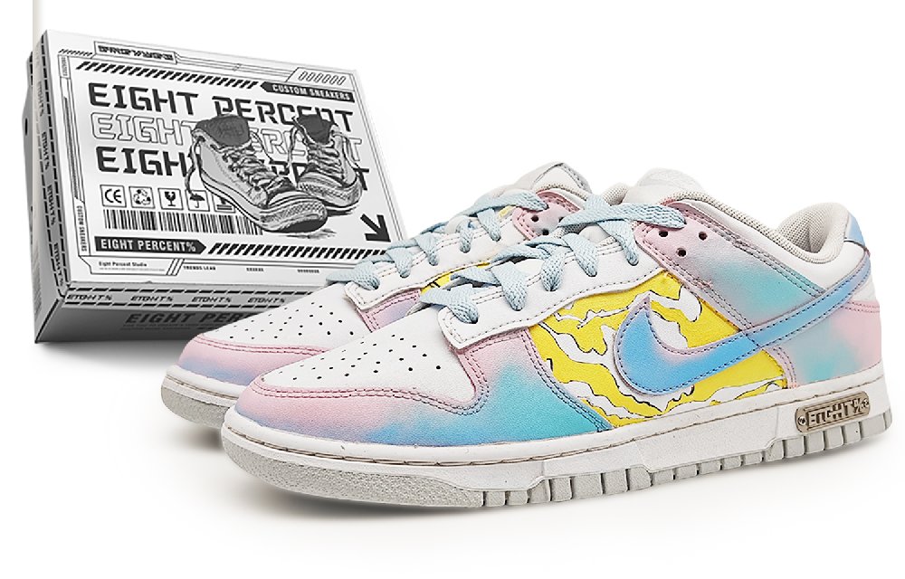 Nike Dunk Anti-Slip Wear-Resistant Low-Top Skateboard Shoes Men's Blue Pink