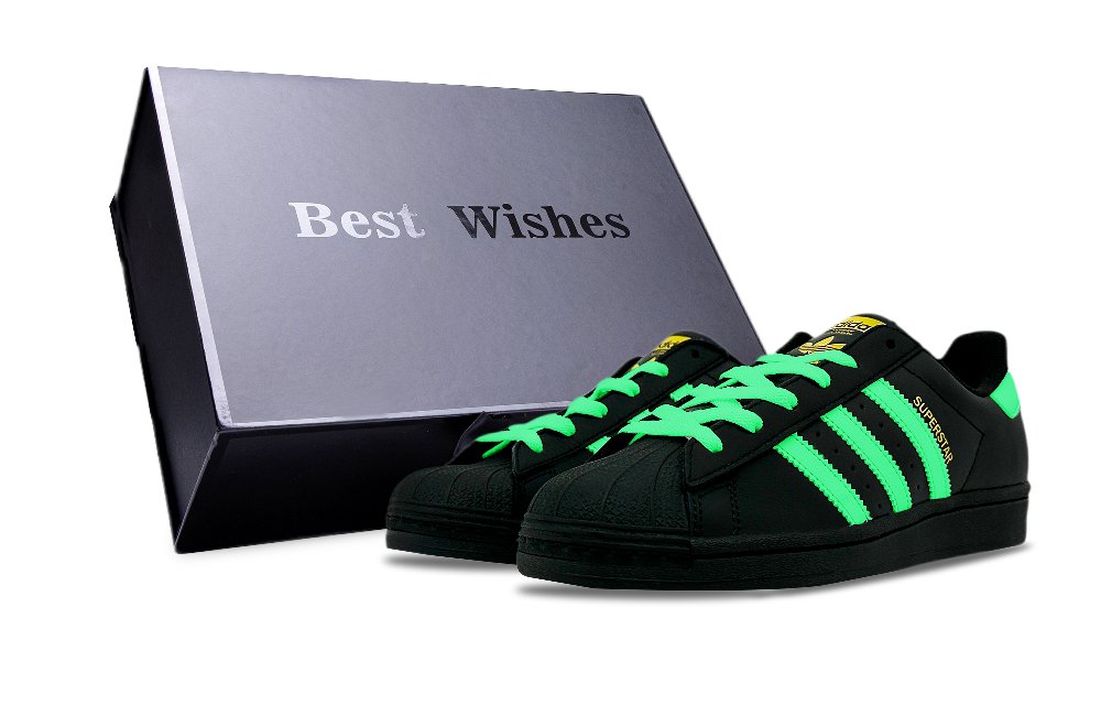 Adidas Originals SUPERSTAR Lightweight Low-Top Skateboard Shoes Unisex Black Green