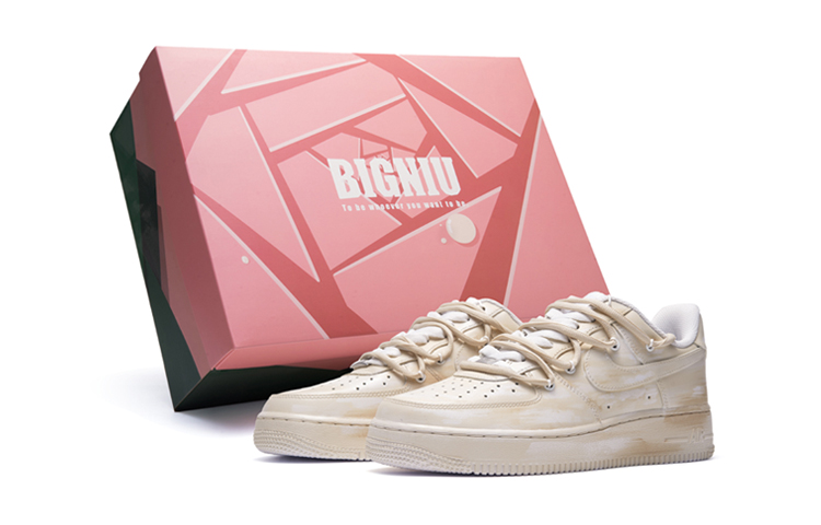 Nike Air Force 1 Skateboard Shoes Women's Low-Top Beige/White