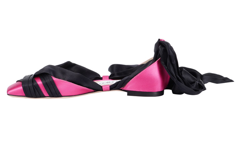 Jimmy Choo Louren Flat Casual Single Shoes Flat Women's Black Pink