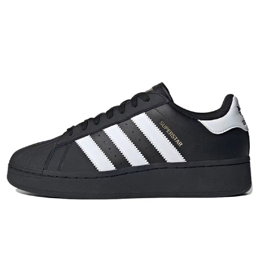 Adidas Originals SUPERSTAR XLG Abrasion Resistant Low Top Skateboard Shoes Unisex Black Silver